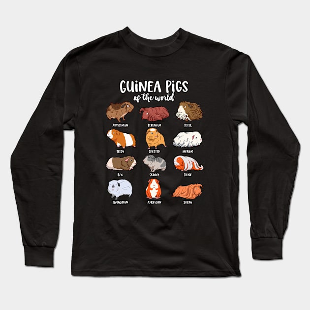 Cartoon guinea pigs - Type of Guinea pigs Long Sleeve T-Shirt by Modern Medieval Design